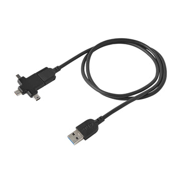Onn 4-In-1 Charge & Sync Cable for Micro USB, Type C, Mini USB and Mini B Devices Black